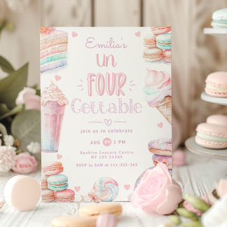 Un-Four-Gettable Pastellfarben Süßigkeiten 4. Gebu Einladung