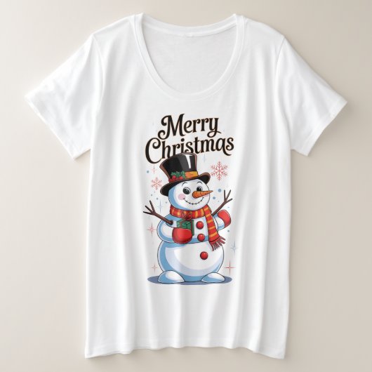 Un Noël enchanté : un bonhomme de neige souriant  Große Größe T-Shirt (Design vorne)