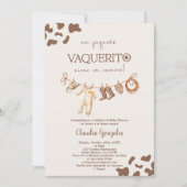 un vaquerito viene en camino Baby Shower Einladung (Vorderseite)