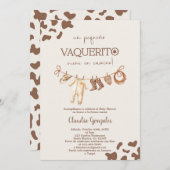 un vaquerito viene en camino Baby Shower Einladung (Vorne/Hinten)