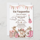 Un Vaquerito Viene en Camino Girl Baby Shower Einladung (Vorderseite)