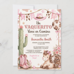 Un Vaquerito Viene en Camino Spanische Babyparty Einladung