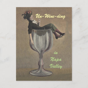 Un-Wine-Ding-Spaß-vintage-Wein-Gal-Glas-Postkarten Postkarte