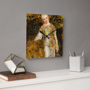 Una and the Lion, 1860 von William Bell Scott Quadratische Wanduhr