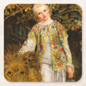 Una and the Lion, 1860 von William Bell Scott Rechteckiger Pappuntersetzer (Vorderseite)