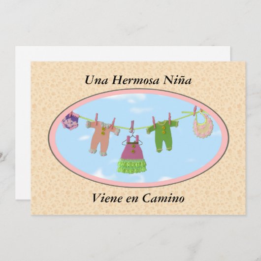 Una Hermosa niña Viene en Camino/Babyparty Einladung (Vorne/Hinten)