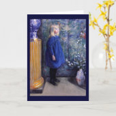 Una im blauen Kleid Karte (Gelbe Blume)