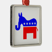 UNABHÄNGIG & BIPARTISAN - Donkey/Elephant Hybrid Silbernes Ornament (Rechts)