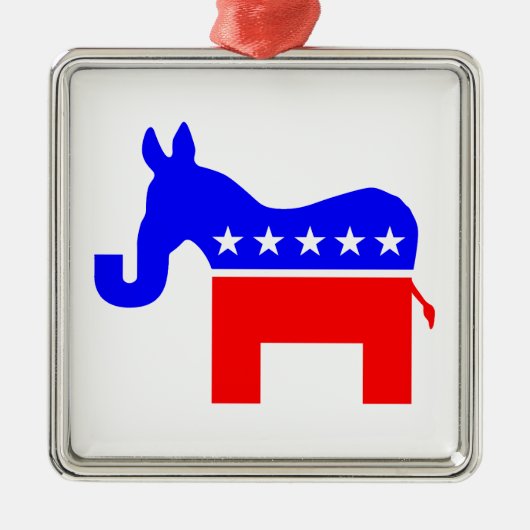 UNABHÄNGIG & BIPARTISAN - Donkey/Elephant Hybrid Silbernes Ornament (Vorne)