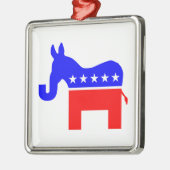 UNABHÄNGIG & BIPARTISAN - Donkey/Elephant Hybrid Silbernes Ornament (Links)