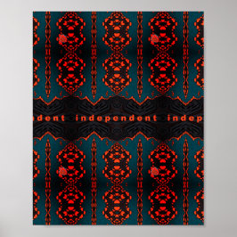 Unabhängig: Dunkelgrün und Orangefarbenes Fraktal  Poster