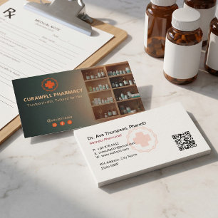Unabhängige Apotheke Minimalistisches Dunkelrot Visitenkarte