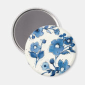 Unabhängige blaue Blüten Magnet (Vorderseite/Rückseite)