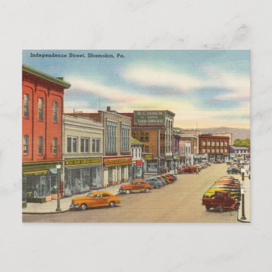 unabhängige Straße, Shamokin, Pennsylvania Postkarte (Vorderseite)