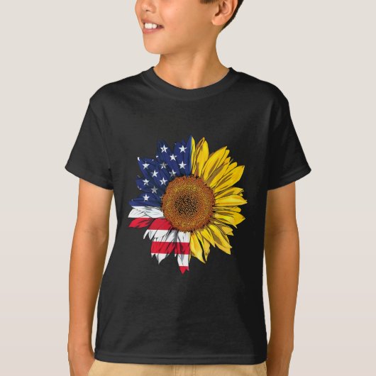 Unabhängigkeit der amerikanischen Flagge Sonnenblu T-Shirt (Vorderseite)