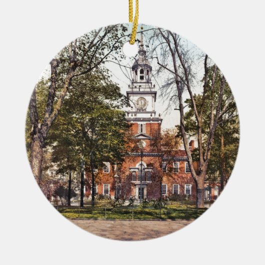 Unabhängigkeit Hall Vintages Philly Pensylvania Keramik Ornament (Vorne)
