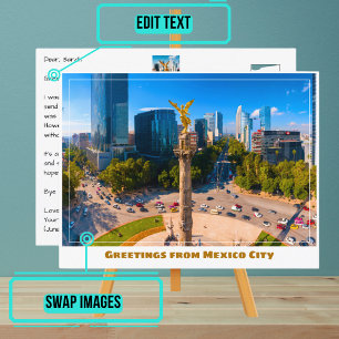 Unabhängigkeitsdenkmal mit Skyline Mexico City Postkarte