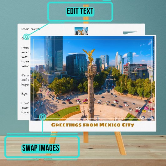 Unabhängigkeitsdenkmal mit Skyline Mexico City Postkarte