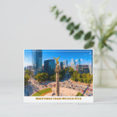 Unabhängigkeitsdenkmal mit Skyline Mexico City Postkarte (Stehend Vorderseite)