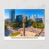 Unabhängigkeitsdenkmal mit Skyline Mexico City Postkarte (Vorderseite)