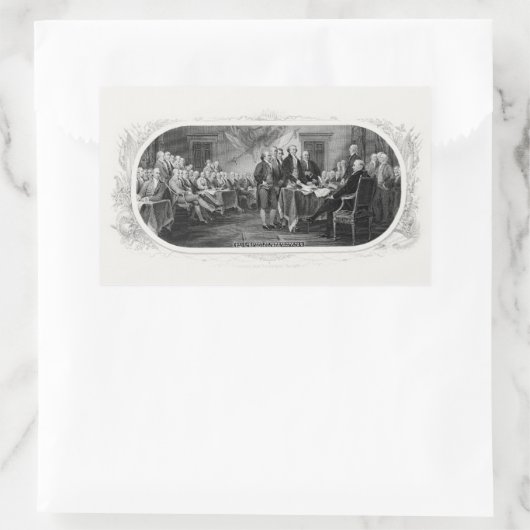 Unabhängigkeitserklärung: 2 Dollar, Etching Rechteckiger Aufkleber (Tasche)