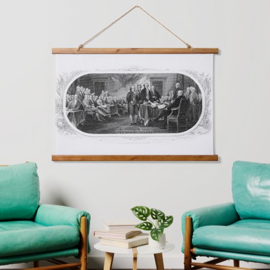 Unabhängigkeitserklärung: 2 Dollar, Etching Wandteppich Mit Holzrahmen (Wohnzimmer)