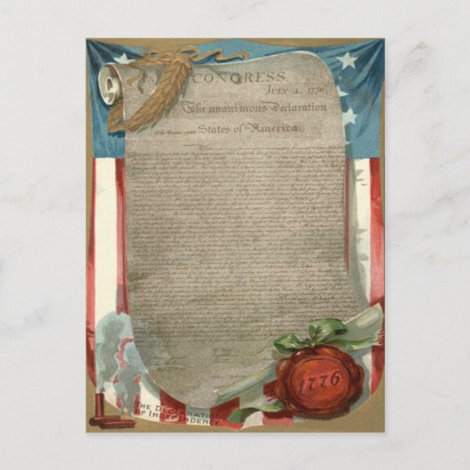 Unabhängigkeitserklärung der USA 1776 Postkarte (Vorderseite)