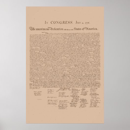 Unabhängigkeitserklärung der Vereinten Staaten Poster (Vorne)