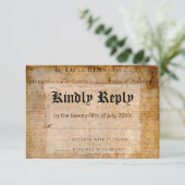 Unabhängigkeitserklärung 📜 Hochzeitsurteil RSVP Karte (Stehend Vorderseite)