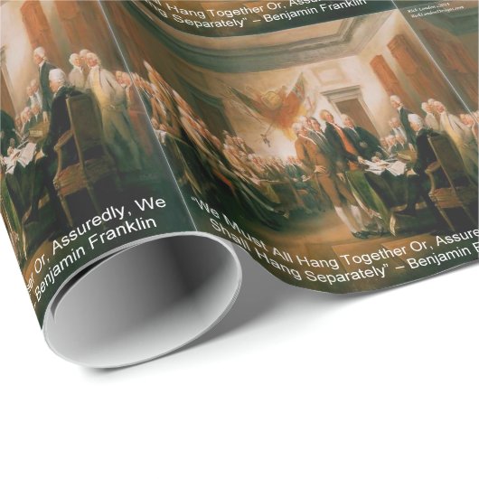 Unabhängigkeitserklärung und Ben Franklin Zitat Geschenkpapier (Rolleneckpunkt)