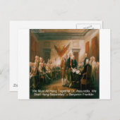 Unabhängigkeitserklärung und Ben Franklin Zitat Postkarte (Vorne/Hinten)