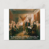 Unabhängigkeitserklärung und Ben Franklin Zitat Postkarte (Vorderseite)