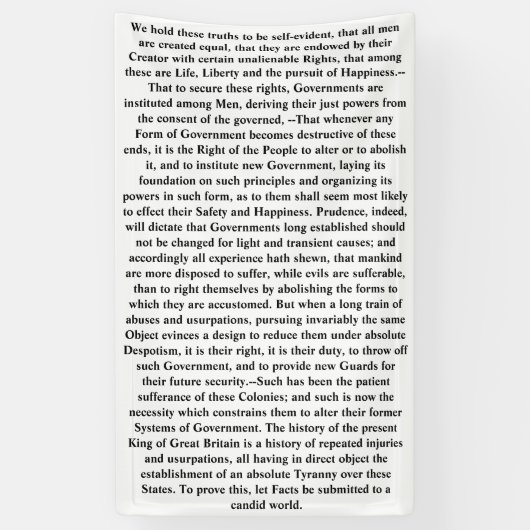 Unabhängigkeitserklärung: Wir halten diese Wahrhei Banner (Vertikal)