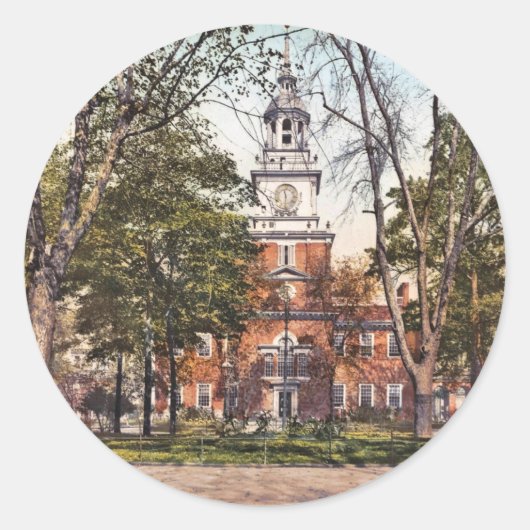 Unabhängigkeitshalle Philadelphia, PA 1900 Vintag Runder Aufkleber (Vorderseite)