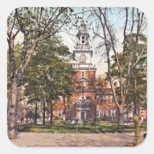 Unabhängigkeitshalle Philadelphia, PA 1900 Vintage Quadratischer Aufkleber