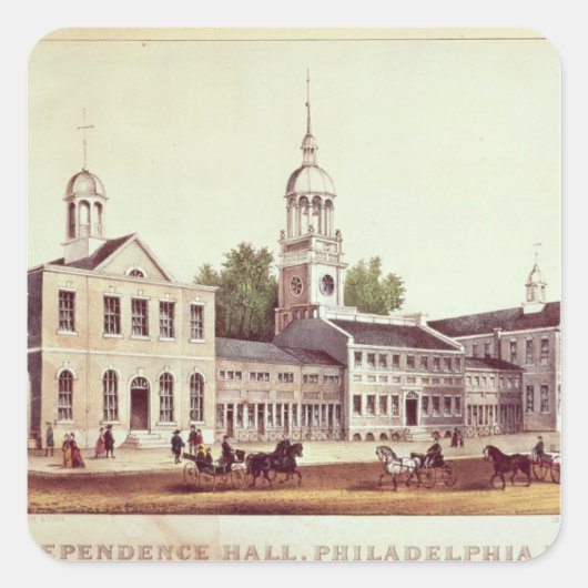 Unabhängigkeitssaal, Philadelphia Quadratischer Aufkleber (Vorderseite)