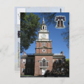 Unabhängigkeitssaal und Liberty Bell Postkarte (Vorne/Hinten)