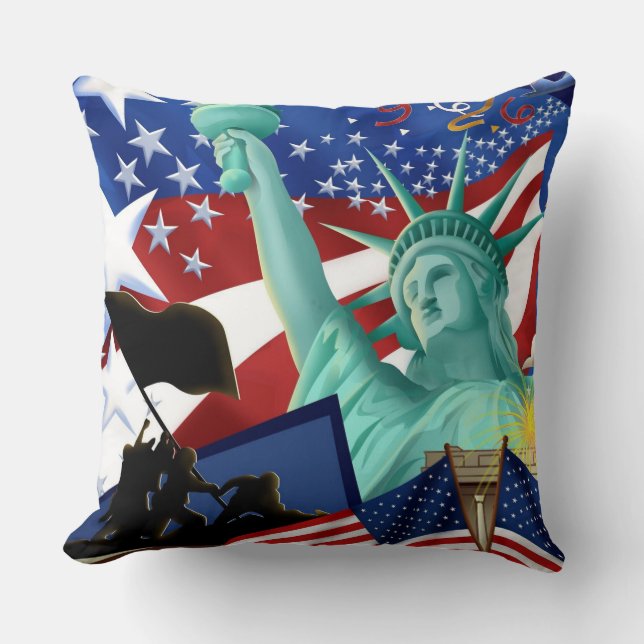Unabhängigkeitsstatue der "Liberty US Flag Pillow" Kissen (Vorderseite)