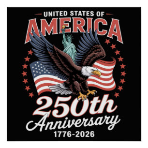 Unabhängigkeitstag 250. Jubiläum USA Poster