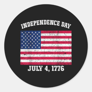 Unabhängigkeitstag 4. Juli 1776 Amerikanische Flag Runder Aufkleber