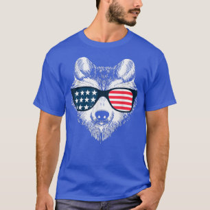Unabhängigkeitstag 4. Juli American Flag Fo Wolf T-Shirt