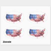 Unabhängigkeitstag 4. Juli Amerikanische Flagge La Ovaler Aufkleber (Blatt)