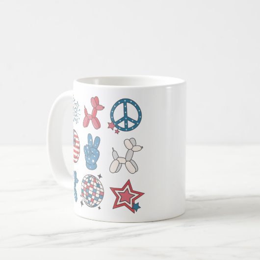 Unabhängigkeitstag 4. Juli Groovy Kaffeetasse (Vorderseite Links)