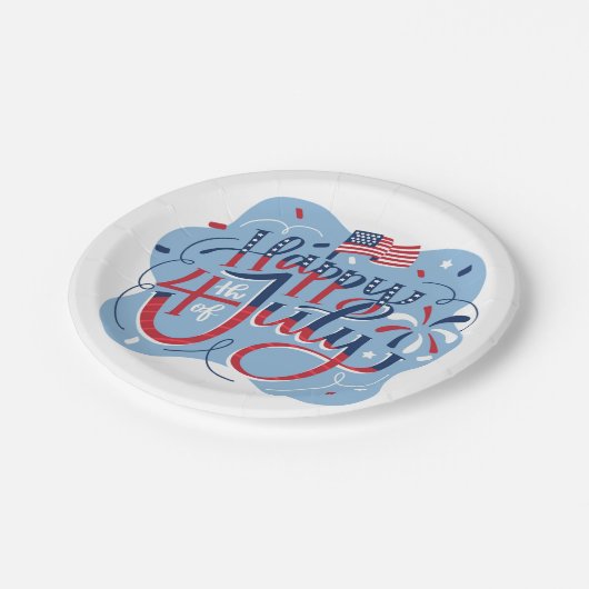 Unabhängigkeitstag 4. Juli Pappteller (Schrägansicht)