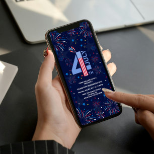 Unabhängigkeitstag 4. Juli Party Feuerwerk Einladung