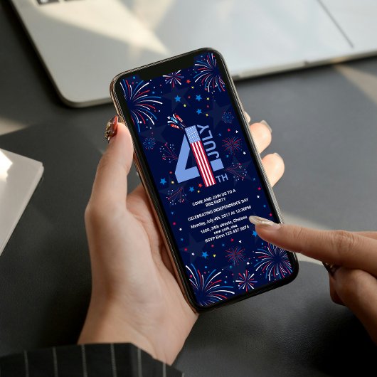 Unabhängigkeitstag 4. Juli Party Feuerwerk Einladung