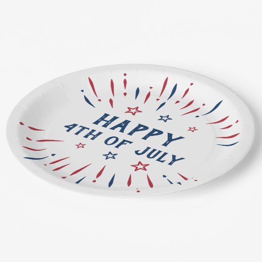 Unabhängigkeitstag 4. Juli Patriotischer Amerikane Pappteller (Schrägansicht)