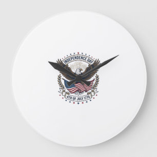 Unabhängigkeitstag Adler Flagge Vintage-Shirt Desi Große Wanduhr