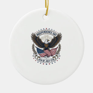 Unabhängigkeitstag Adler Flagge Vintage-Shirt Desi Keramik Ornament