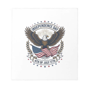 Unabhängigkeitstag Adler Flagge Vintage-Shirt Desi Notizblock